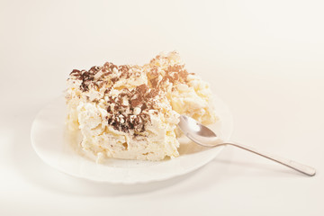 Cake from meringue with chocolate.