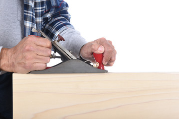 Woodworker With Block Plane
