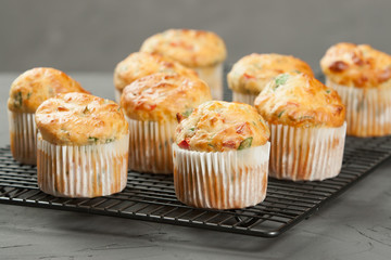 Home Baked Cheese And Vegetables Muffins With Pepper, Spinach, Sweetcorn, Mature Gouda.