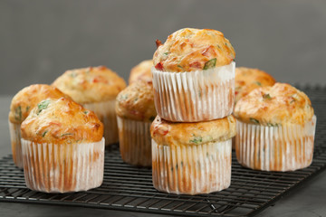 Home Baked Cheese And Vegetables Muffins With Pepper, Spinach, Sweetcorn, Mature Gouda.