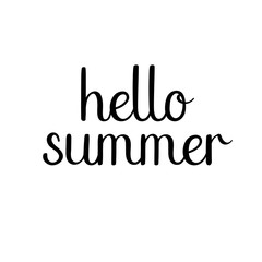 Hello summer hand drawn lettering isolated on white background. Calligraphy.
