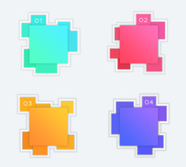Vector Colorful 3d Text Boxes Numbered 1 to 4