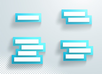 Title Text Boxes Set Blue Stacked With 3d Shadows Frame Backing