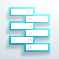 Vector 3d Blue Numbered Text Boxes Stacked 1 to 6