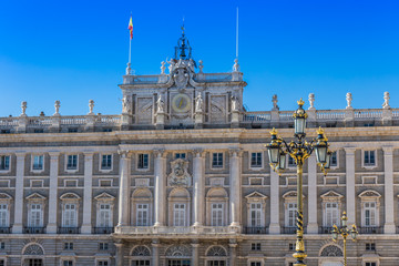Fototapeta na wymiar The Royal Palace of Madrid (Palacio Real de Madrid), official residence of the Spanish Royal Family at the city of Madrid, Spain.