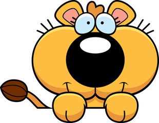 Cartoon Lioness Cub Peeking