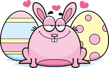 Cartoon Easter Bunny in Love