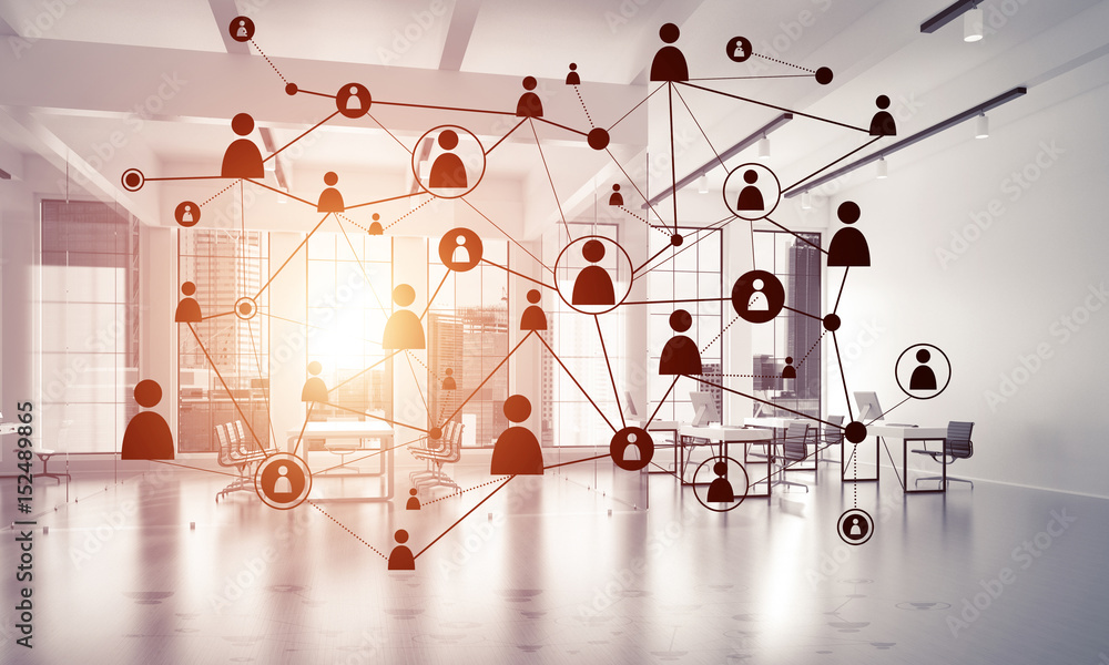 Wall mural networking and wireless connection as concept for effective mode