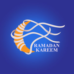 Ramadan Kareem theme. Vector card with moon. Hand drawn illustration