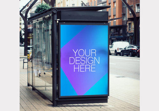 Outdoor Kiosk Advertisement Mockup