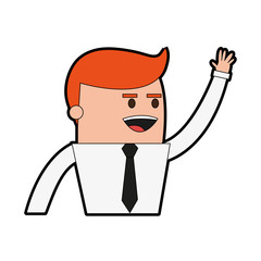 happy cartoon businessman stretching arm icon image vector illustration design 