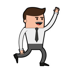 happy cartoon businessman stretching arm icon image vector illustration design 