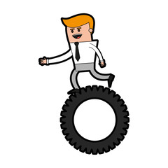 cartoon businessman with gear icon image vector illustration design 