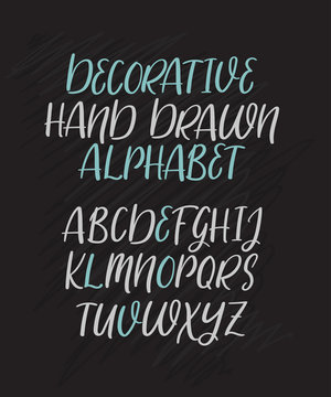 Modern calligraphy alphabet. Handwritten brush letters. Uppercase. Hand lettering font
