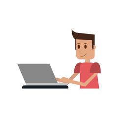 person using laptop computer icon image vector illustration design 