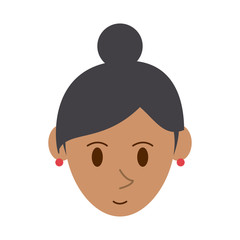 happy woman with hair in high bun icon image vector illustration design 