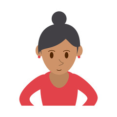 happy woman with hair in high bun icon image vector illustration design 
