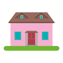 pretty family house surrounded by lawn icon image vector illustration design 