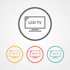 lcd tv stroke line icon with various color