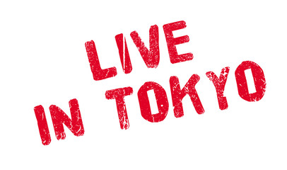 Live In Tokyo rubber stamp. Grunge design with dust scratches. Effects can be easily removed for a clean, crisp look. Color is easily changed.