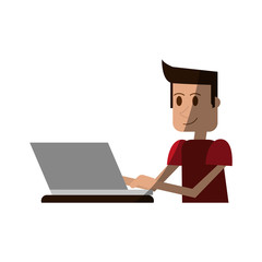 person using laptop computer icon image vector illustration design 