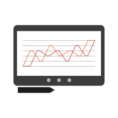 tablet with graph on screen icon image vector illustration design 