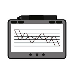 tablet with graph on screen icon image vector illustration design 