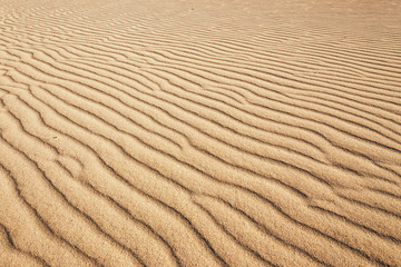 Lines in the sand of a beach, close up
