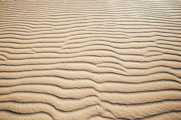 Lines in the sand of a beach, close up