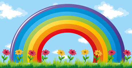 Obraz na płótnie Canvas Colorful rainbow in garden