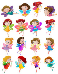 Many cute fairies with colorful wings