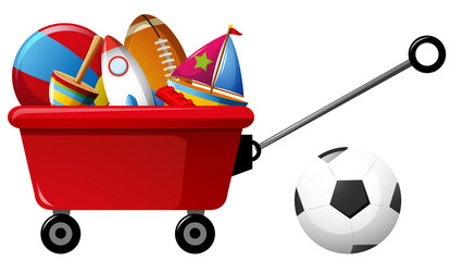 Red wagon with many toys and balls © brgfx
