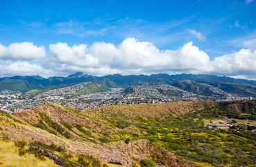 Fototapeta na wymiar Aerial view of Oahu island in Hawaii