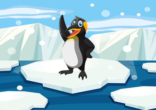 Penguin standing on iceberg