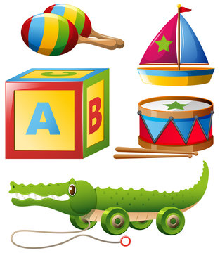 Different types of toys in set