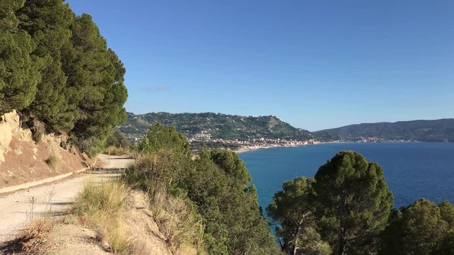 The top view of Castellabate from Tresino hill, Cilento, 4K