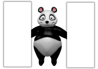 Panda segurando propaganda