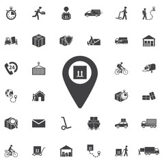 Map pin symbol with Box icon.