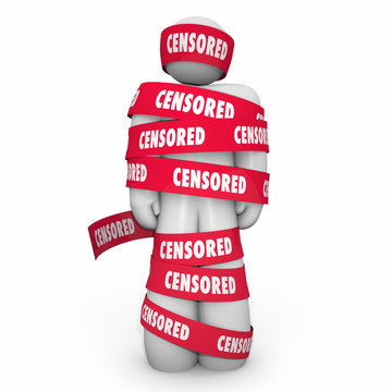 Censored Man Wrapped Tape Censorship Free Speech 3d Illustration