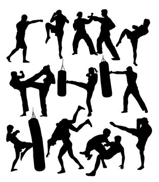 Free boxer Training Activity Silhouettes, art vector design