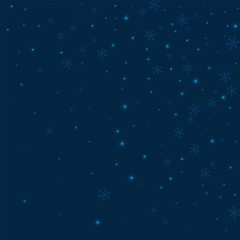Fototapeta na wymiar Sparse glowing snow. Random gradient scatter on deep blue background. Vector illustration.