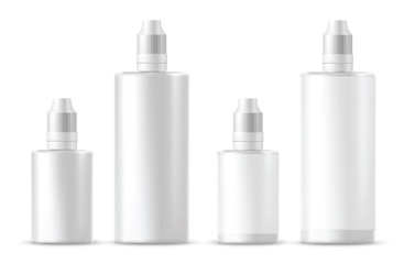 Realistic white cosmetic bottles. Vector illustration
