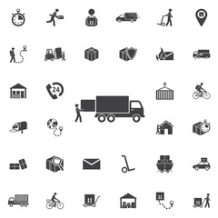 Warehouse icons: loading and unloading of goods
