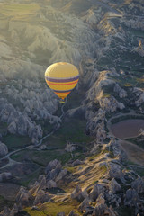 Hot air balloons flying over Cappadocia, Turkey