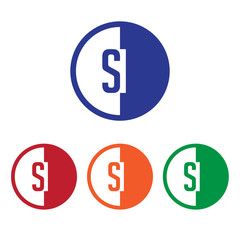 SI initial circle half logo blue,red,orange and green color