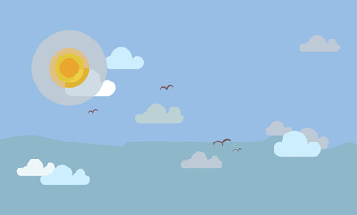 Sky background, sky with clouds, day sky. Vector. Background