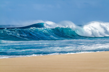 Breaking Ocean waves on the Beach on the north shore of Oahu Hawaii - 152522601
