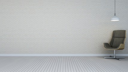 The interior furniture living space wall decoratio background and empty space - 3D Rendering