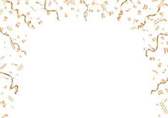 Gold confetti and streamer frame with copy space Vector