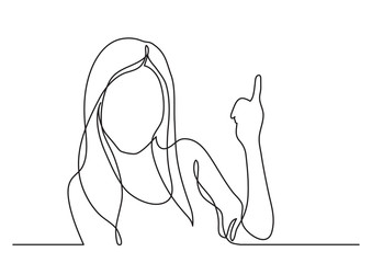 woman pointing - continuous line drawing